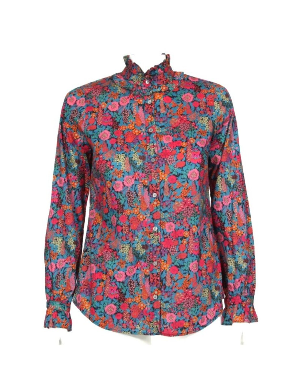J.Crew Liberty Fabric Women's Ciara Ruffle Neck Fit Boy Blouse size XS /361
